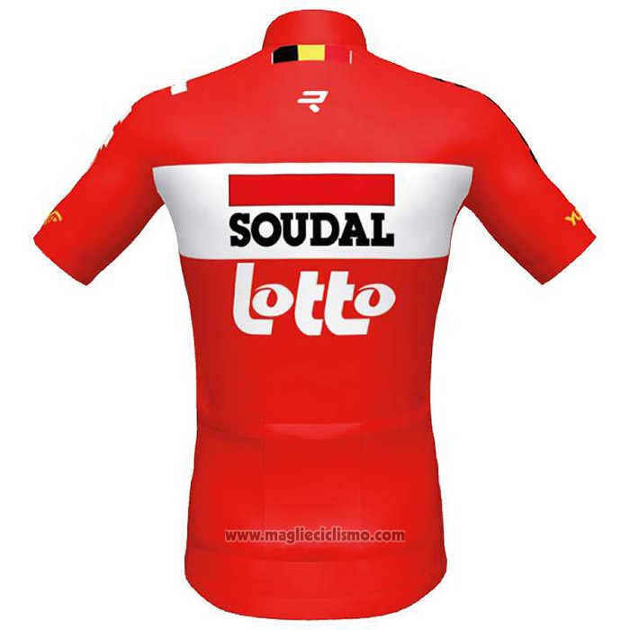 2020 Abbigliamento Ciclismo Lotto Soudal Rosso Manica Corta e Salopette